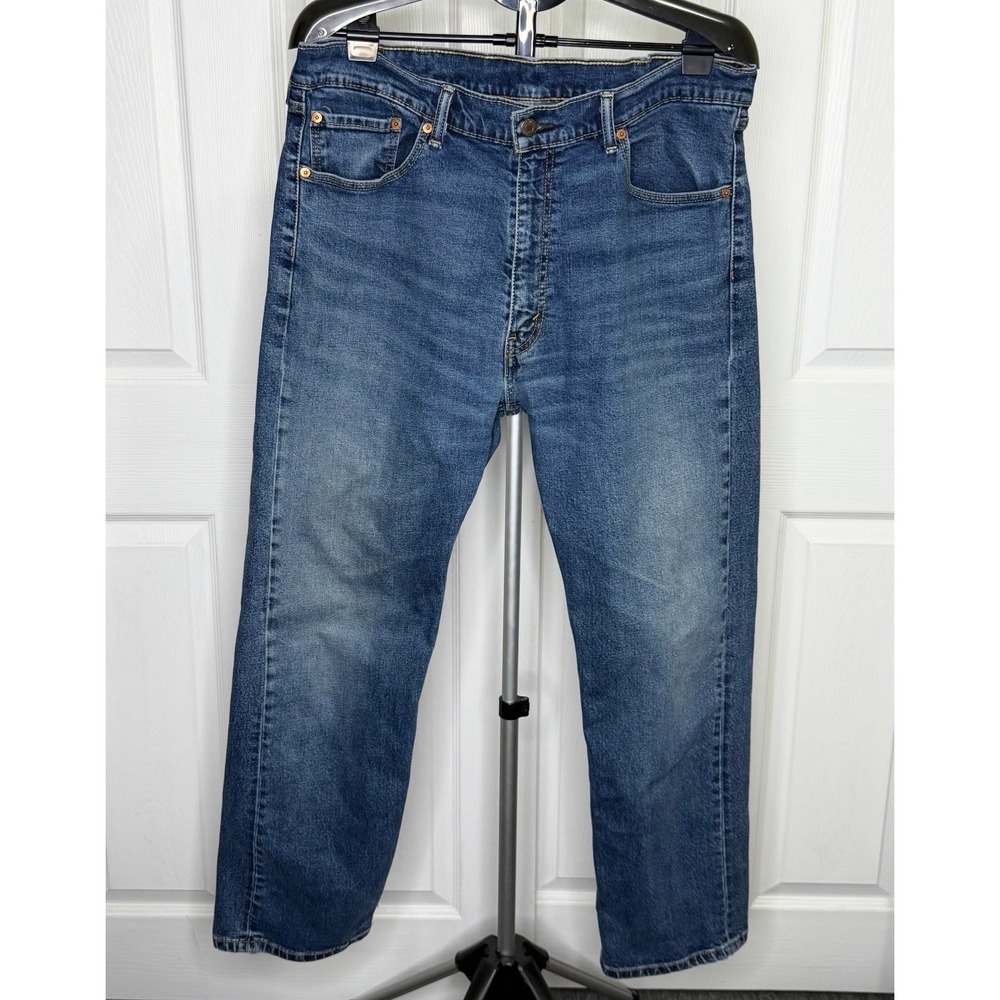 Levis 505 Jeans Mens 40x30 Blue Regular Fit Straight Leg Stretch 00505-1453